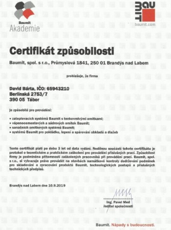 Certifikat Baumit